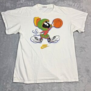 Vintage Marvin Martian Nike Basketball Shirt XL White Distressed Holes 1993 90s